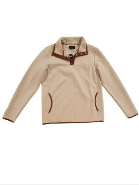 JNY Jones New York Beige & Brown Quilted Quarter Snap Up Women's Size Medium